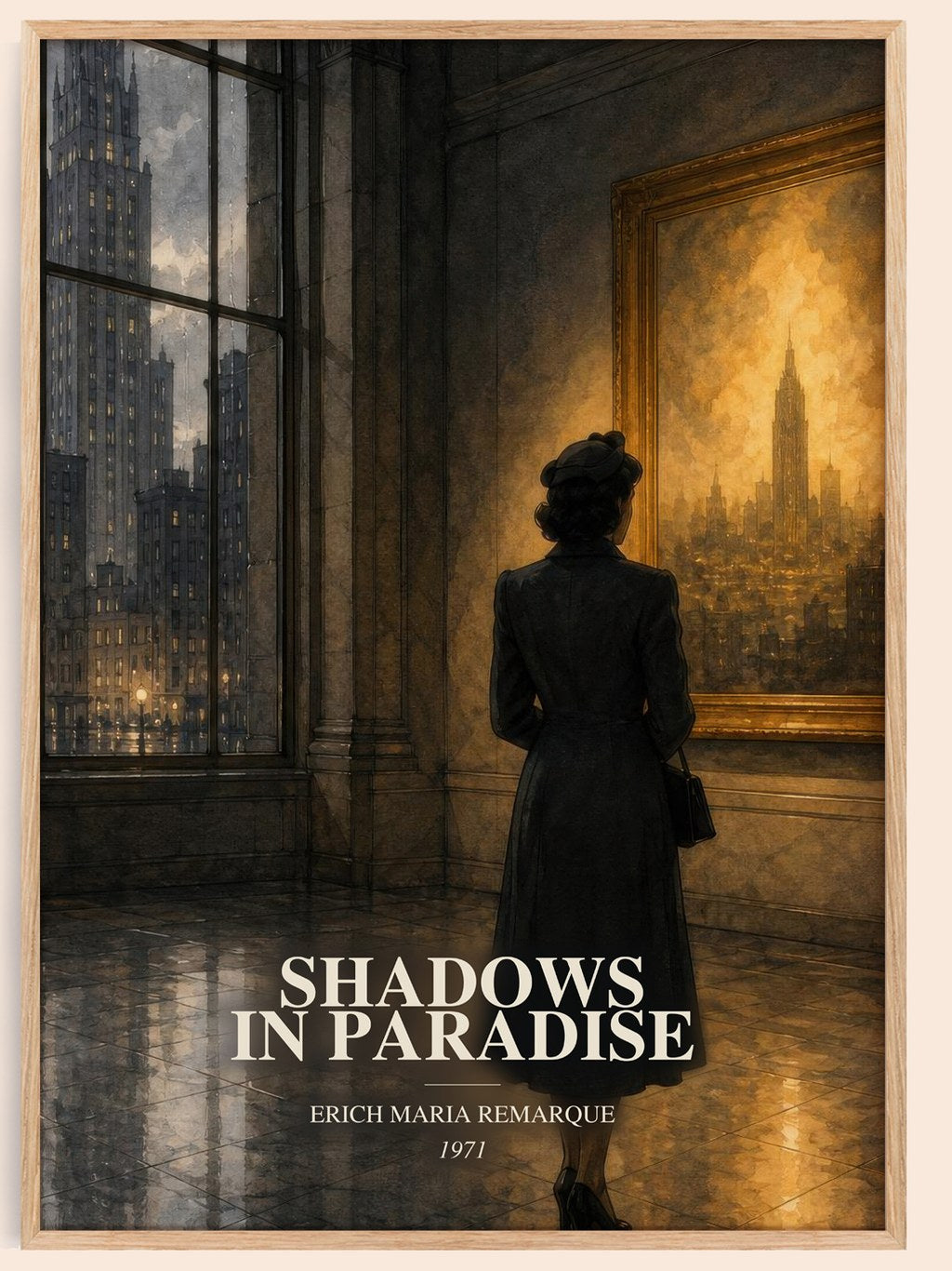 Shadows In Paradise watercolour book poster by Erich Maria Remarque – framed literary art print