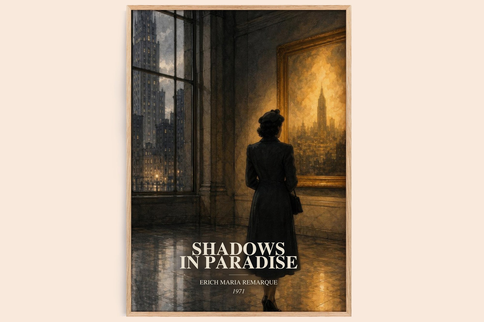 Shadows In Paradise watercolour book poster by Erich Maria Remarque – framed literary art print
