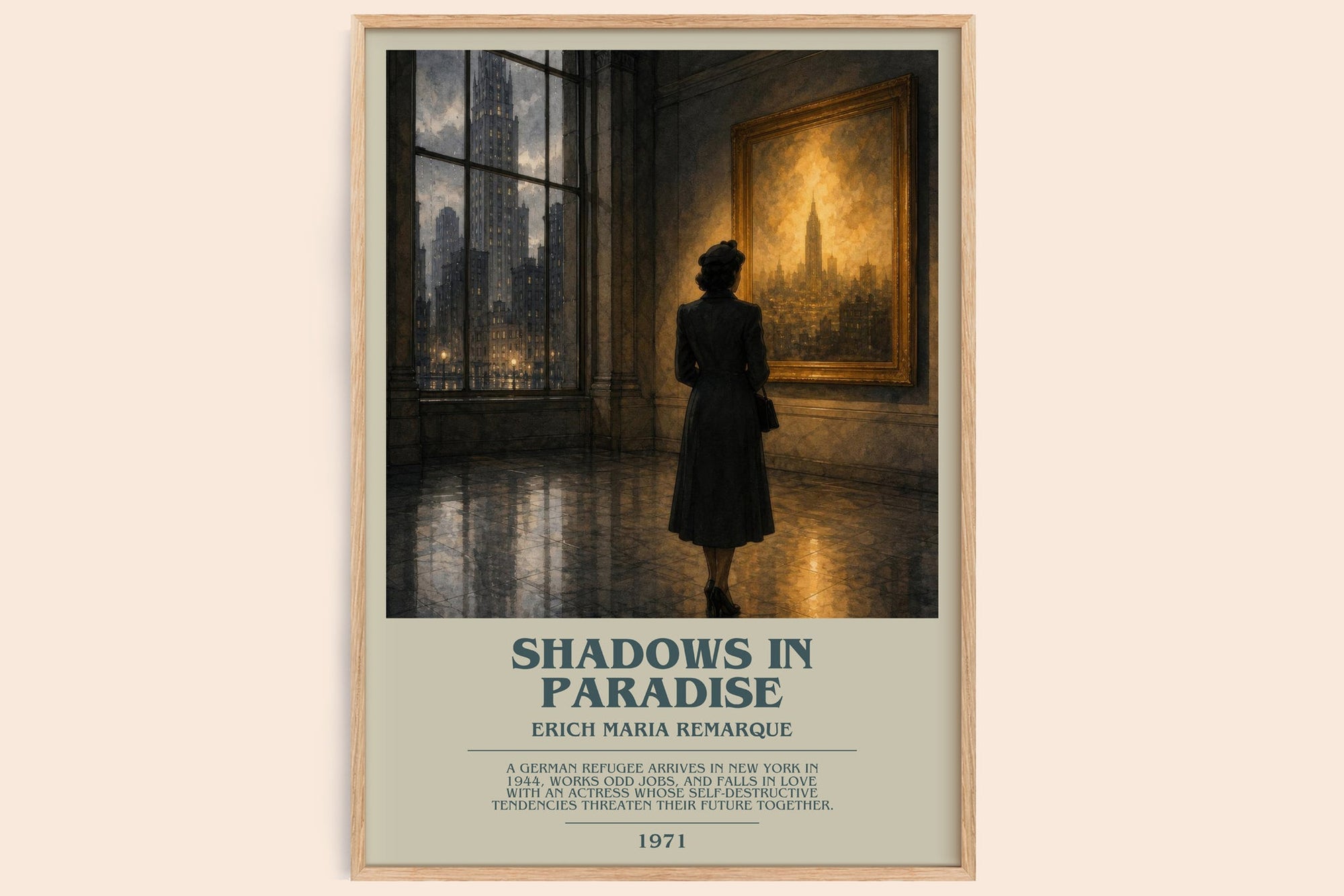 Shadows In Paradise bookish book poster by Erich Maria Remarque – framed literary art print