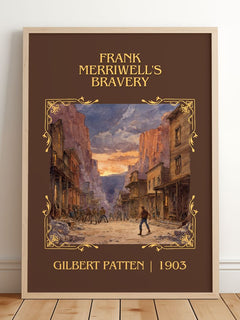 Frank Merriwell'S Bravery Classic Book Art Print by Gilbert Patten – framed print leaning on a wooden floor