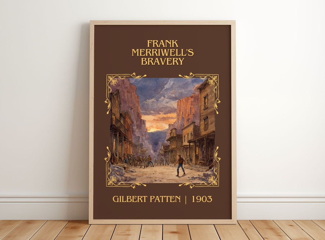 Frank Merriwell'S Bravery Classic Book Art Print by Gilbert Patten – framed print leaning on a wooden floor