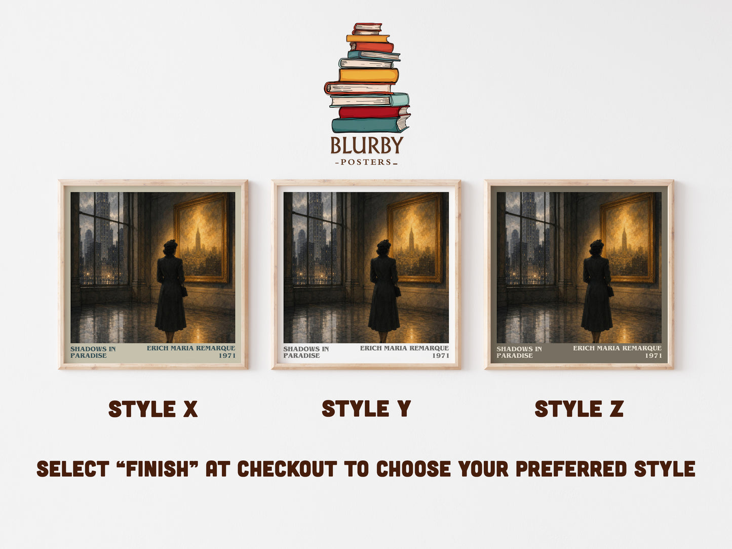 Shadows In Paradise literary print in frame leaning in hallway – literary fiction wall art