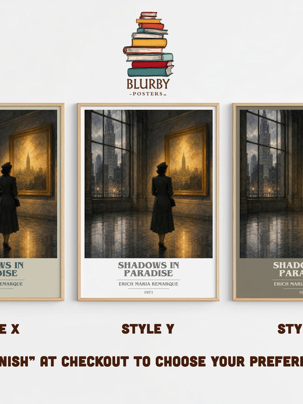 Shadows In Paradise book cover print in frame leaning in hallway – literary fiction wall art