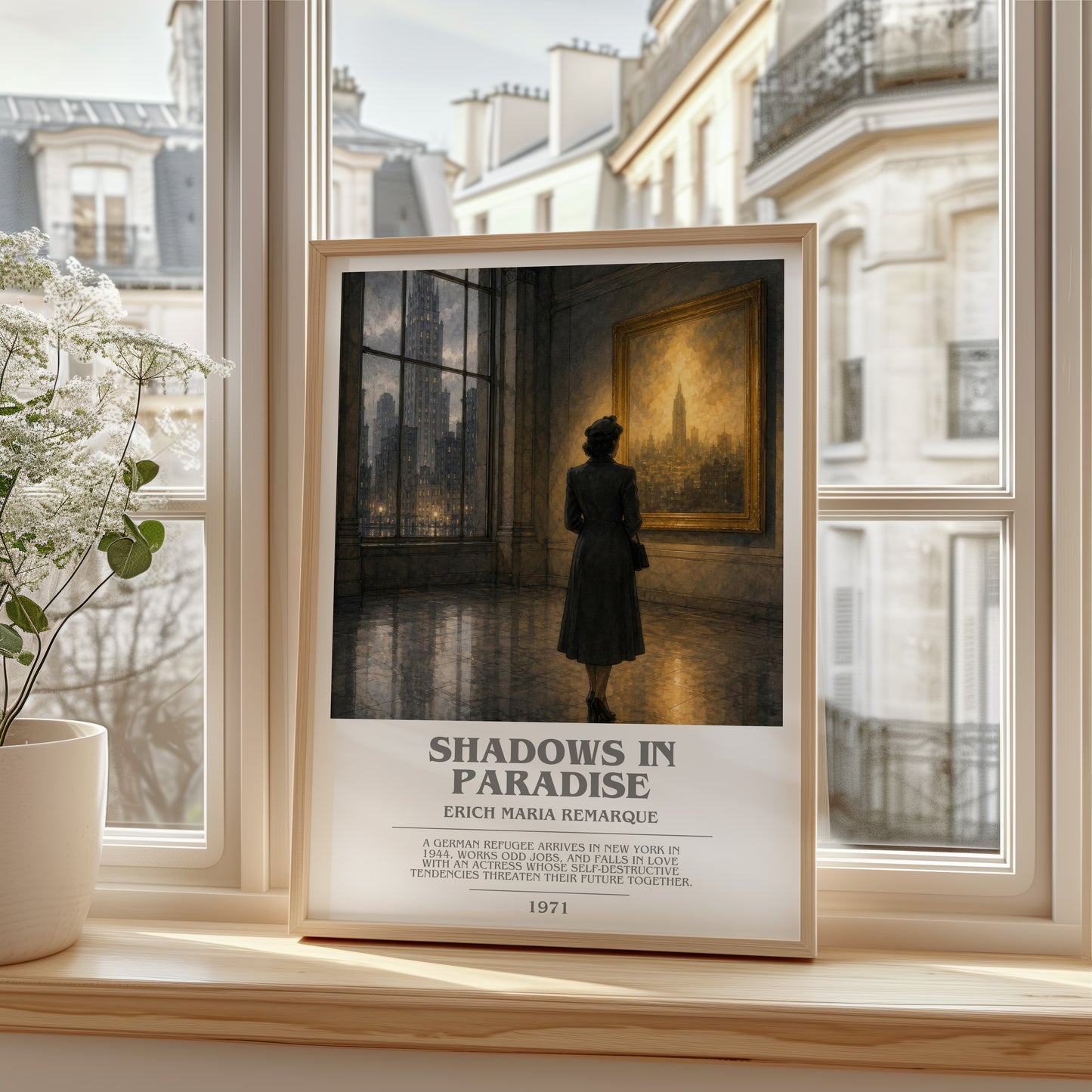 Shadows In Paradise bookish poster colour and style options – Erich Maria Remarque book art