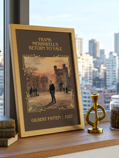 Frank Merriwell'S Return To Yale Classic Book Art Print by G. Patten – framed print on a city-view windowsill