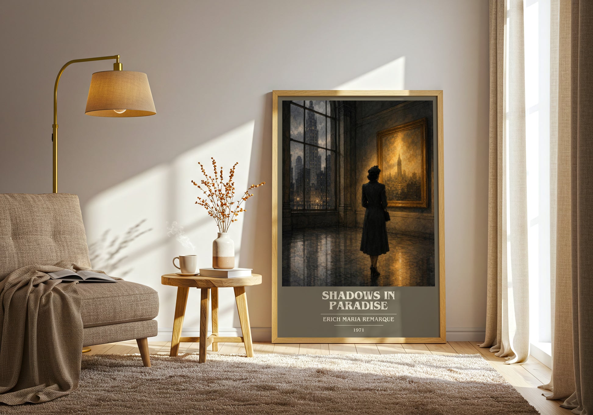 Shadows In Paradise book cover print on bookshelf – Erich Maria Remarque fan gift