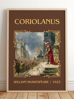 Coriolanus Classic Book Art Print by William Shakespeare – framed print leaning on a wooden floor