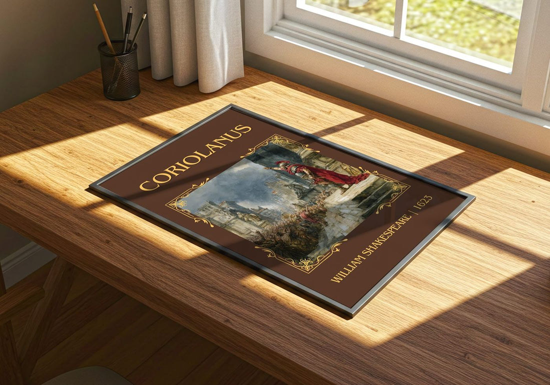 Coriolanus Classic Book Art Print by William Shakespeare – print on a sunlit desk