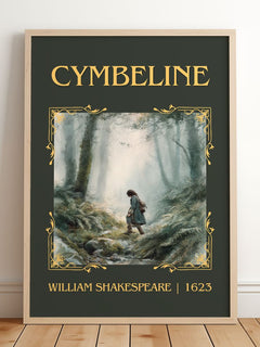 Cymbeline Classic Book Art Print by William Shakespeare – framed print leaning on a wooden floor