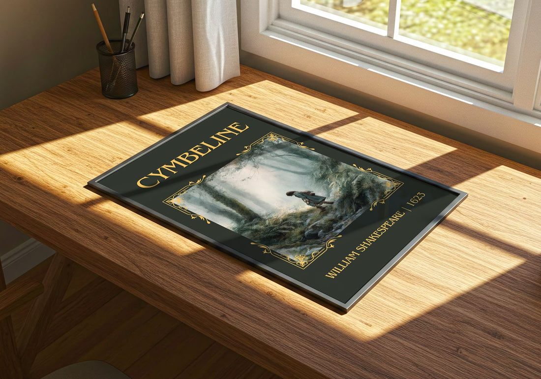 Cymbeline Classic Book Art Print by William Shakespeare – print on a sunlit desk