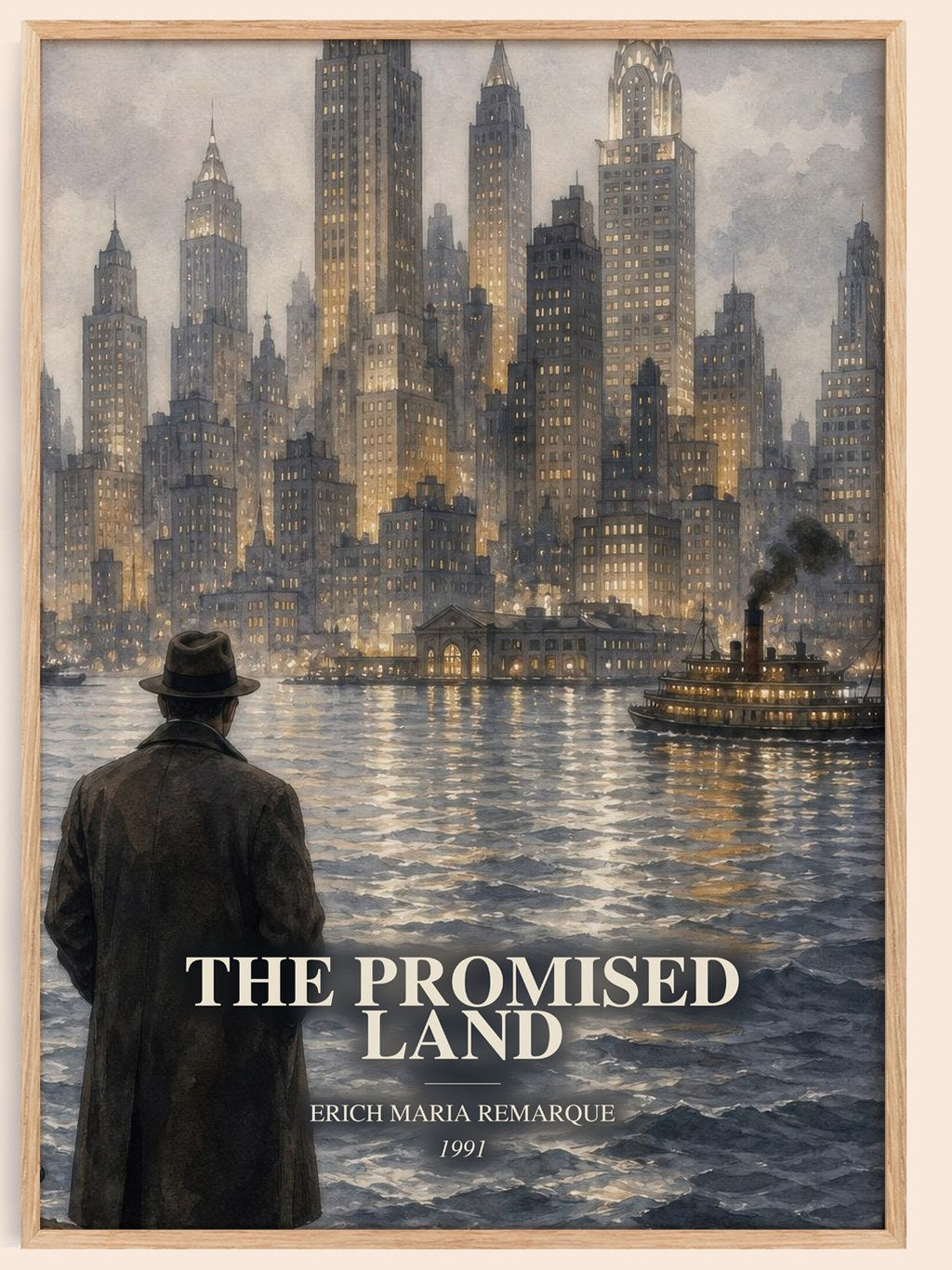 The Promised Land watercolour book poster by Erich Maria Remarque – framed literary art print