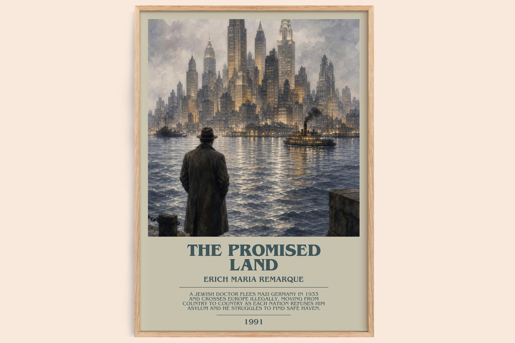 The Promised Land bookish book poster by Erich Maria Remarque – framed literary art print