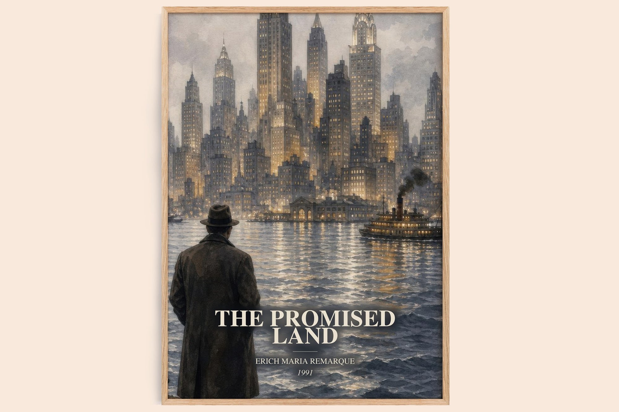 The Promised Land watercolour book poster by Erich Maria Remarque – framed literary art print