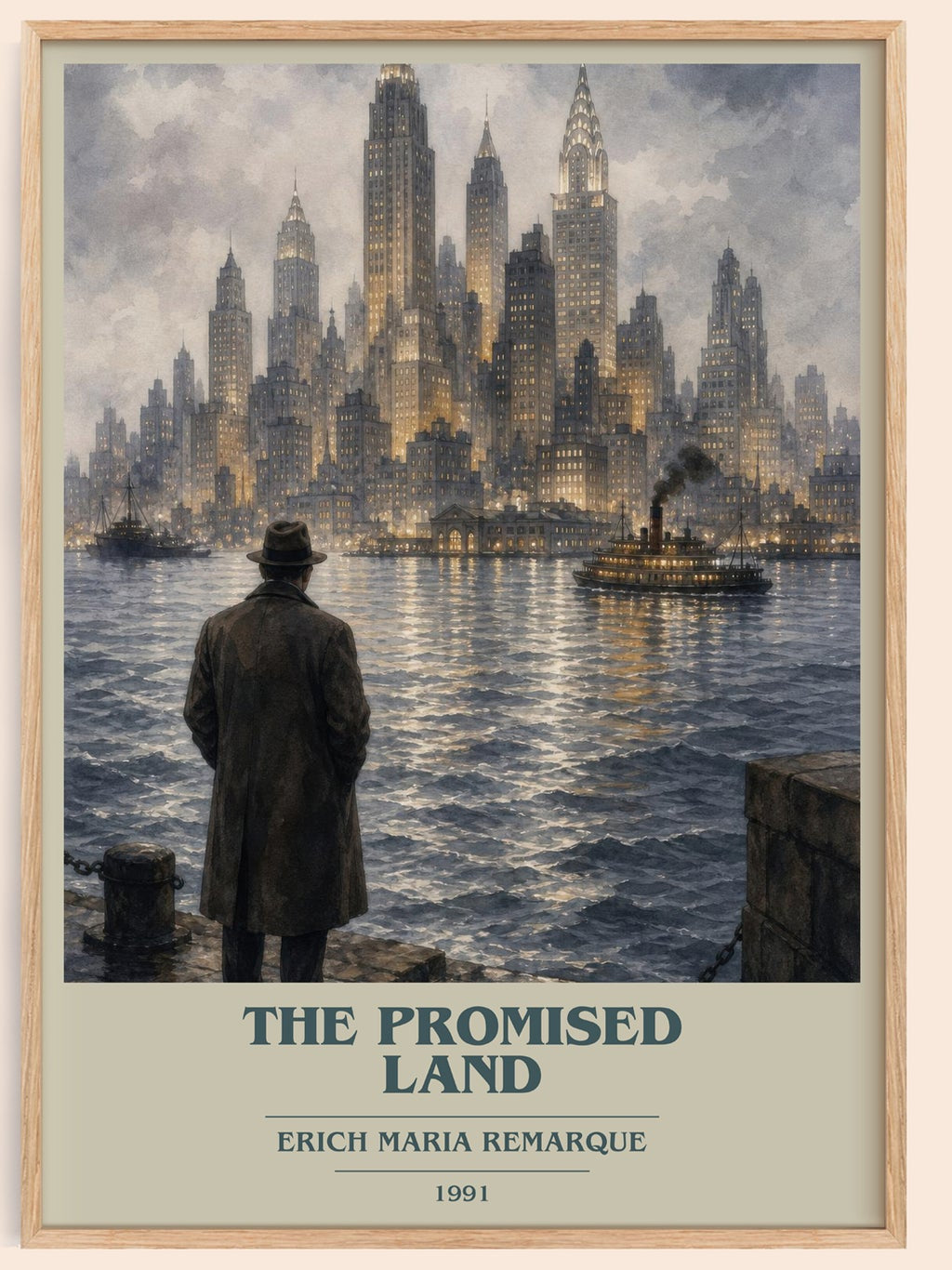 The Promised Land book cover book poster by Erich Maria Remarque – framed literary art print