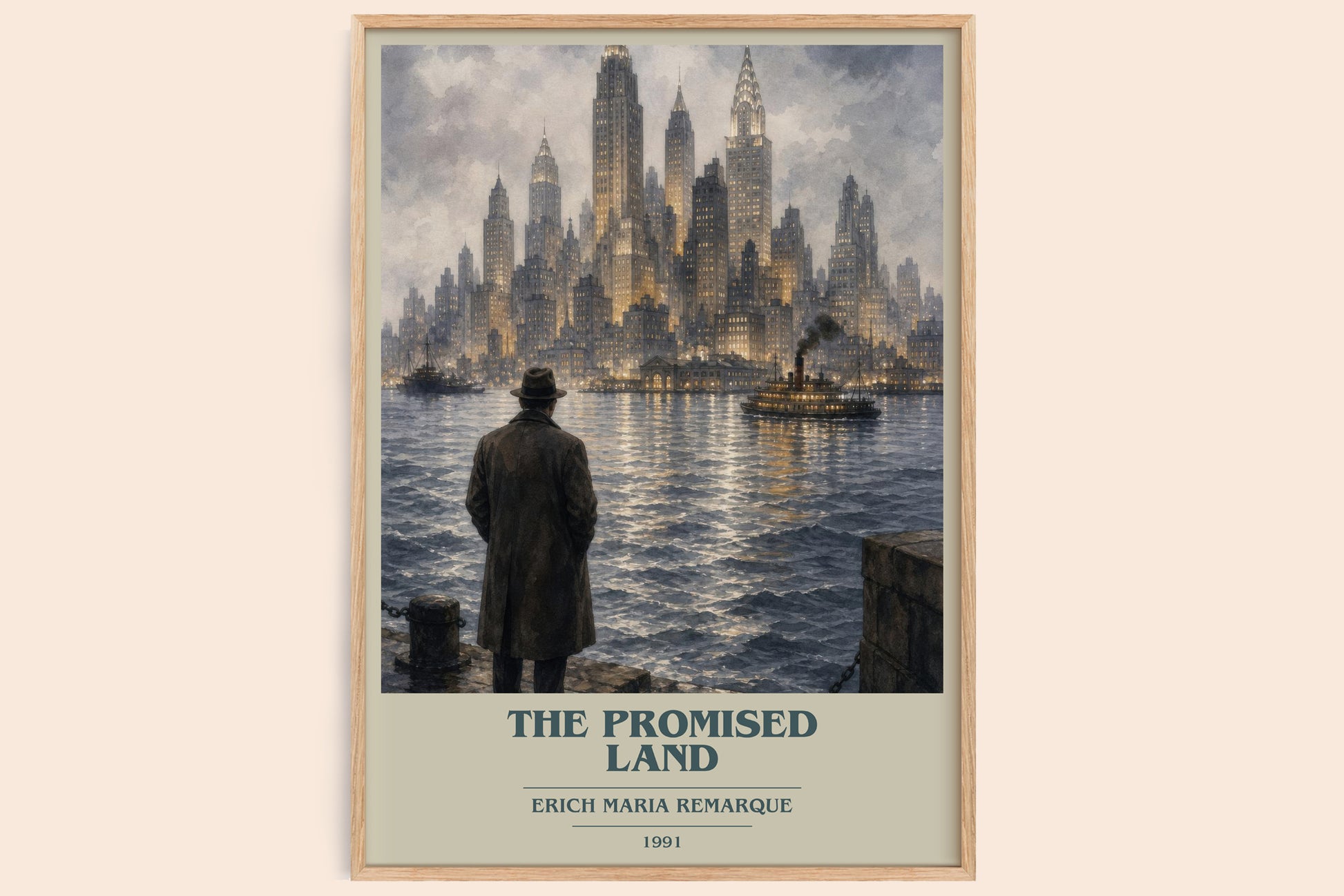 The Promised Land book cover book poster by Erich Maria Remarque – framed literary art print