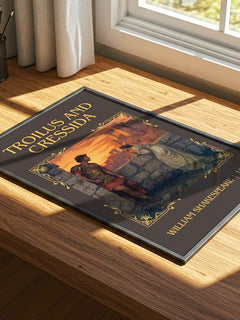 Troilus And Cressida Classic Book Art Print by William Shakespeare – print on a sunlit desk