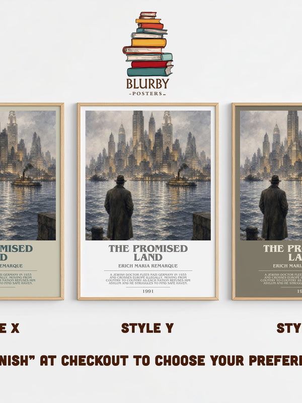 The Promised Land bookish print in frame leaning in hallway – historical fiction wall art