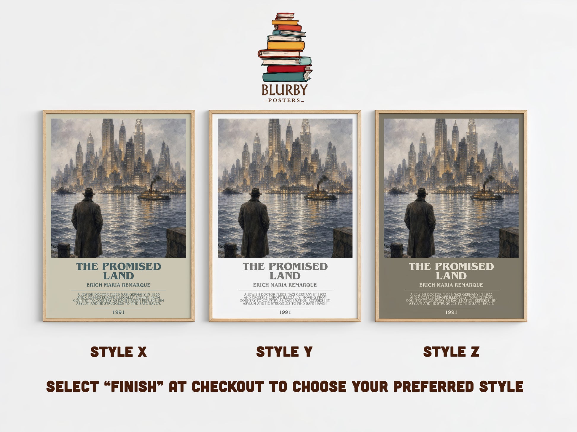 The Promised Land bookish print in frame leaning in hallway – historical fiction wall art