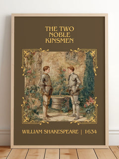 The Two Noble Kinsmen Classic Book Art Print by William Shakespeare – framed print leaning on a wooden floor