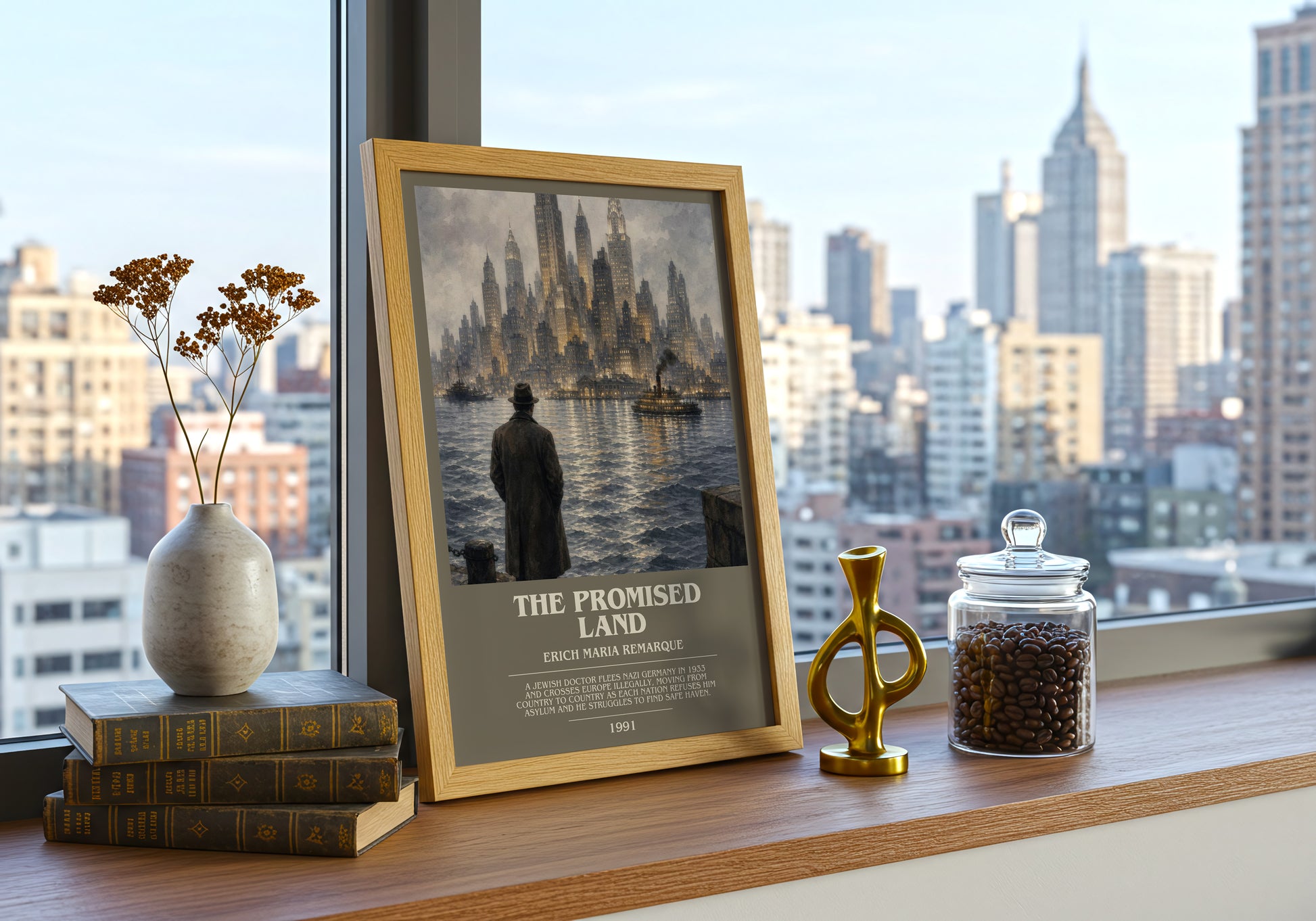 The Promised Land bookish print framed by window – literary home decor