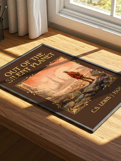 Out Of The Silent Planet Classic Book Art Print by C.S. Lewis – print on a sunlit desk