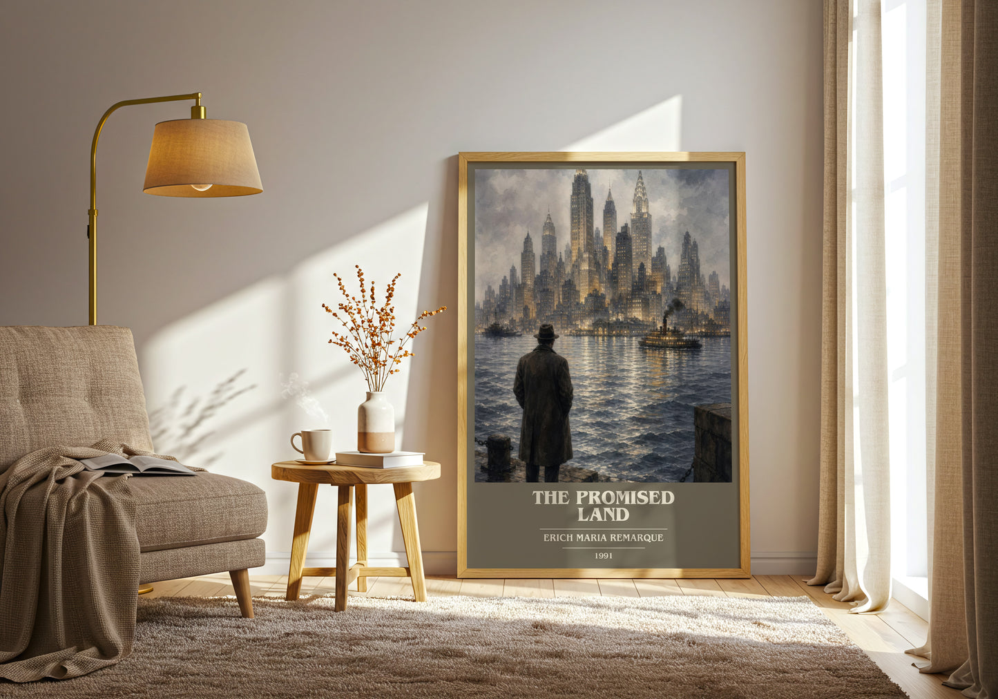 The Promised Land book cover print on bookshelf – Erich Maria Remarque fan gift
