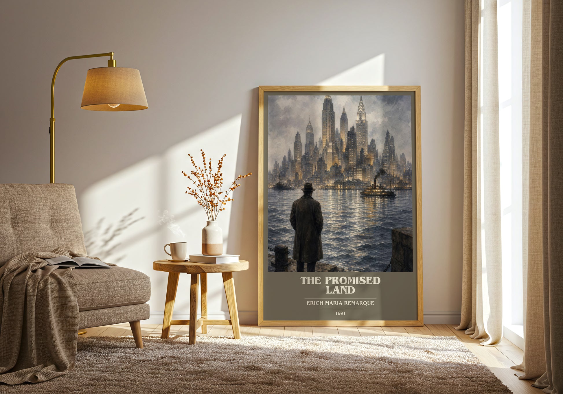 The Promised Land book cover print on bookshelf – Erich Maria Remarque fan gift