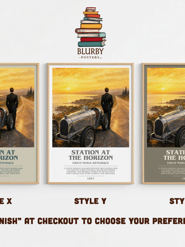 Station At The Horizon bookish print in frame leaning in hallway – literary fiction wall art