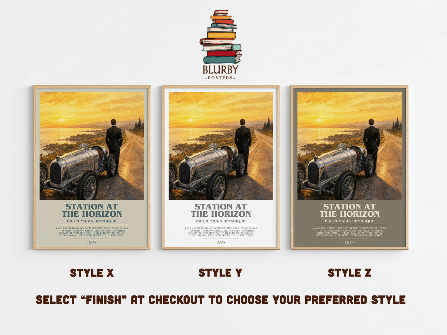 Station At The Horizon bookish print in frame leaning in hallway – literary fiction wall art