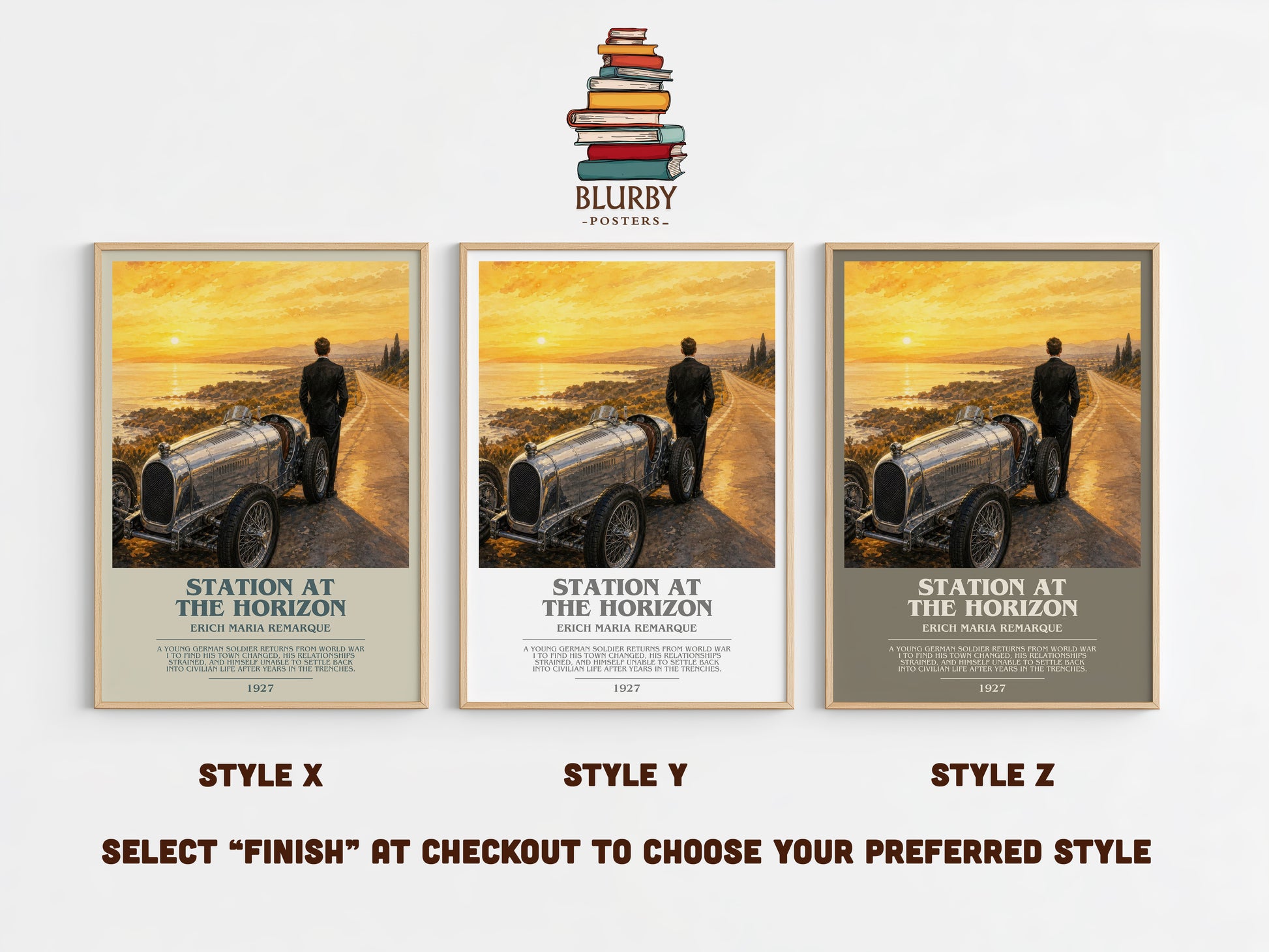 Station At The Horizon bookish print in frame leaning in hallway – literary fiction wall art
