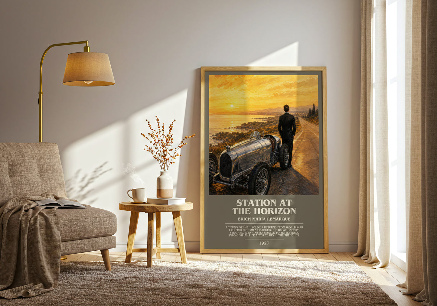 Station At The Horizon bookish print on bookshelf – Erich Maria Remarque fan gift