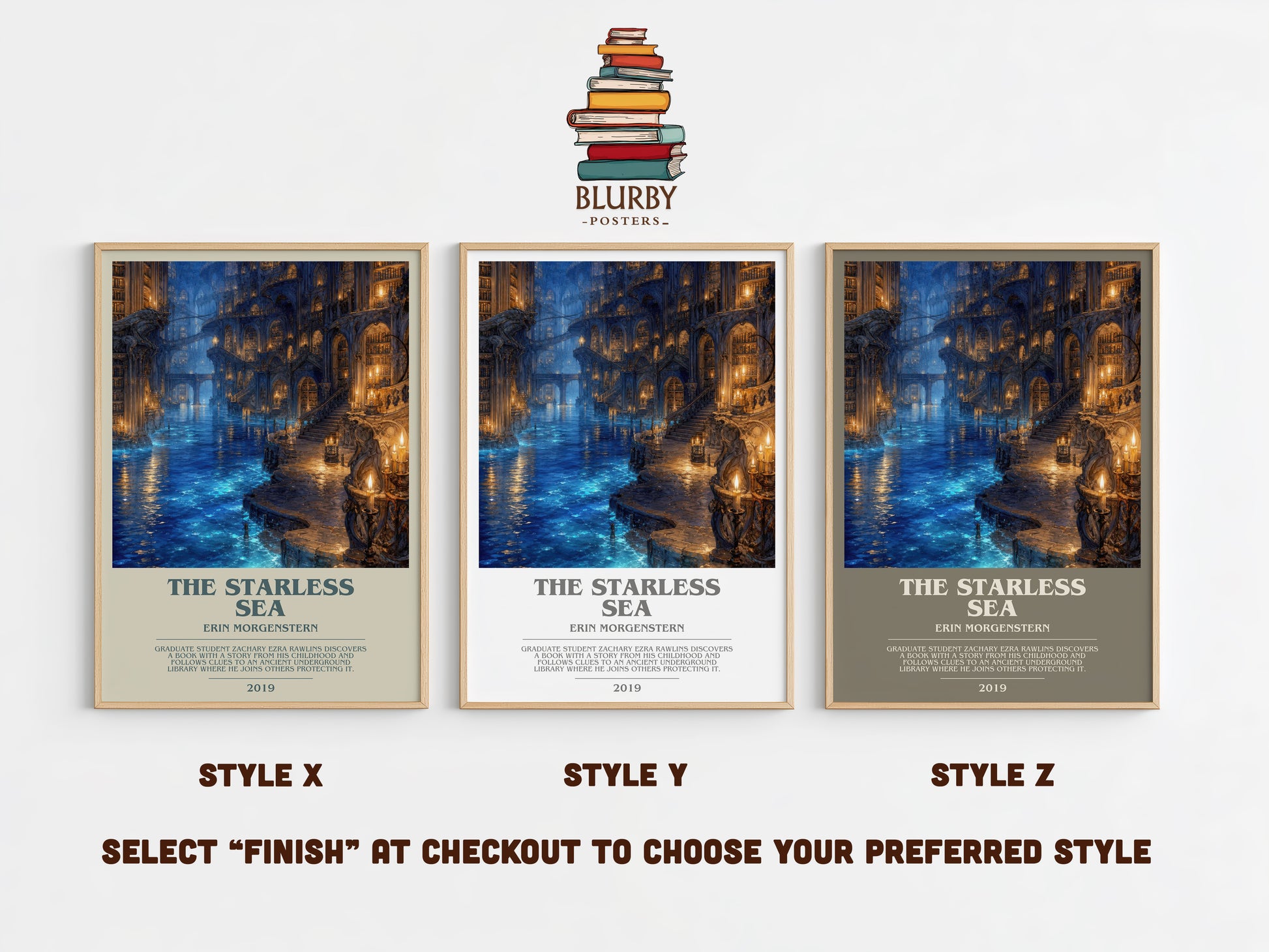 The Starless Sea bookish print in frame leaning in hallway – fantasy wall art