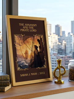 Assassin And The Pirate Lord Classic Book Art Print by Sarah J. Maas – framed print on a city-view windowsill