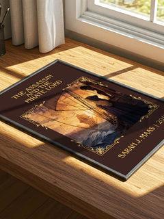 Assassin And The Pirate Lord Classic Book Art Print by Sarah J. Maas – print on a sunlit desk