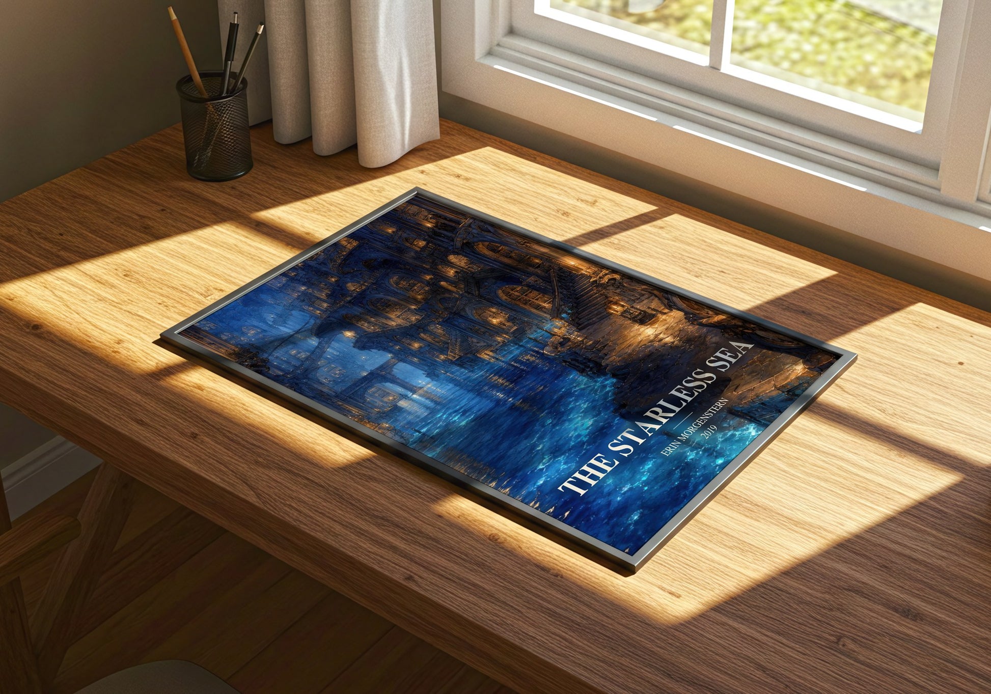 The Starless Sea watercolour book poster framed on wall – fantasy wall art