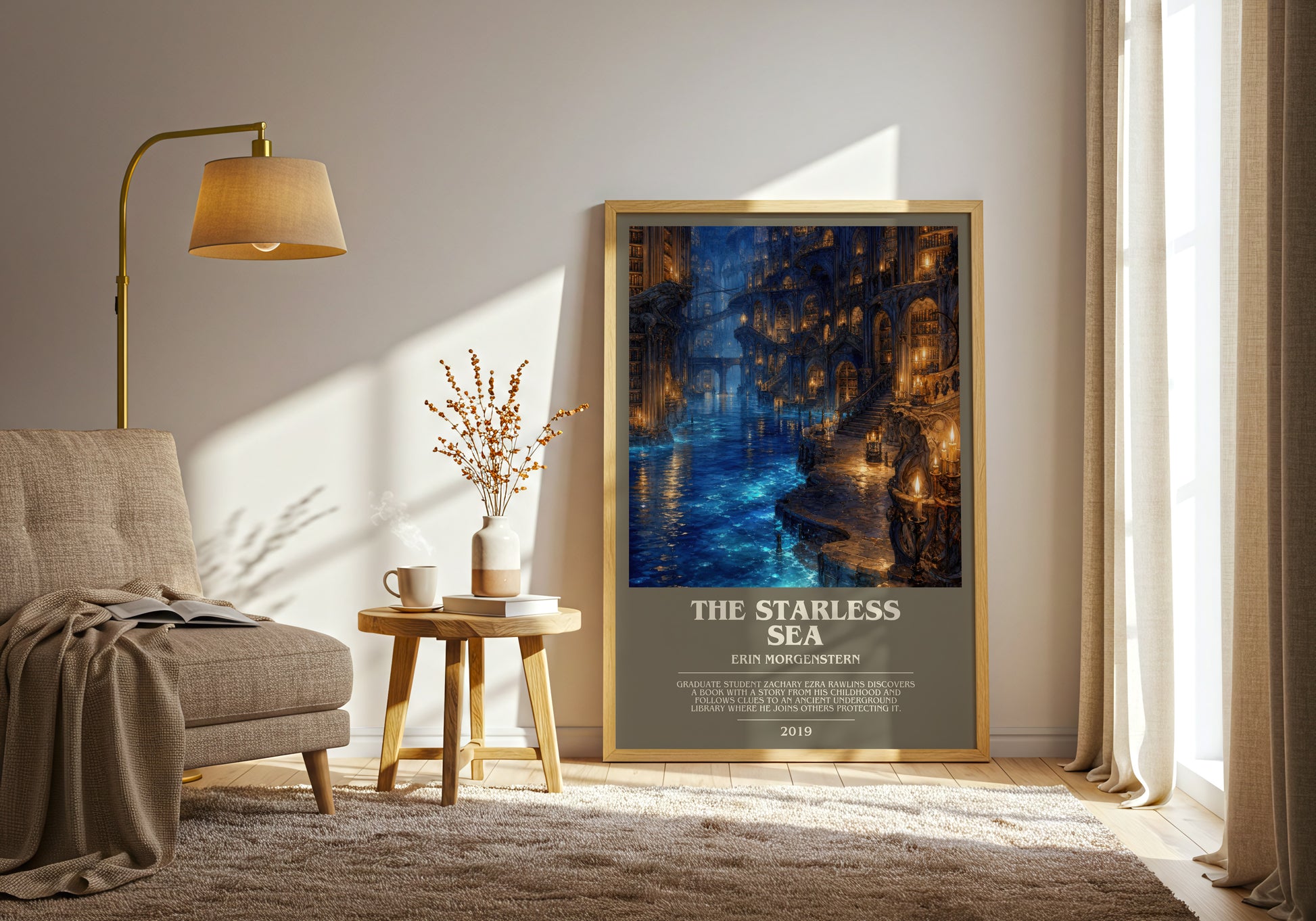The Starless Sea bookish print on bookshelf – Erin Morgenstern fan gift