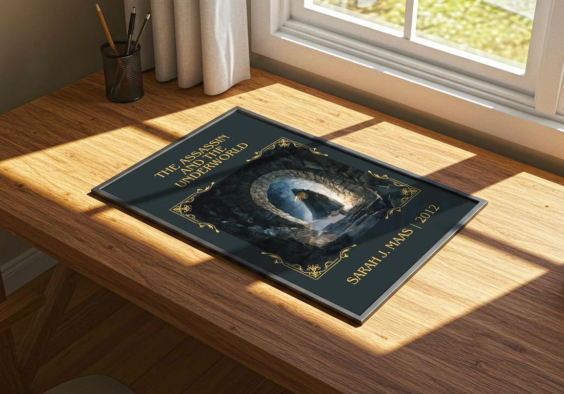 Assassin And The Underworld Classic Book Art Print by Sarah J. Maas – print on a sunlit desk