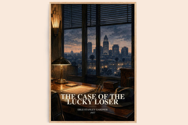 The Case Of The Lucky Loser watercolour book poster by Erle Stanley Gardner – framed literary art print