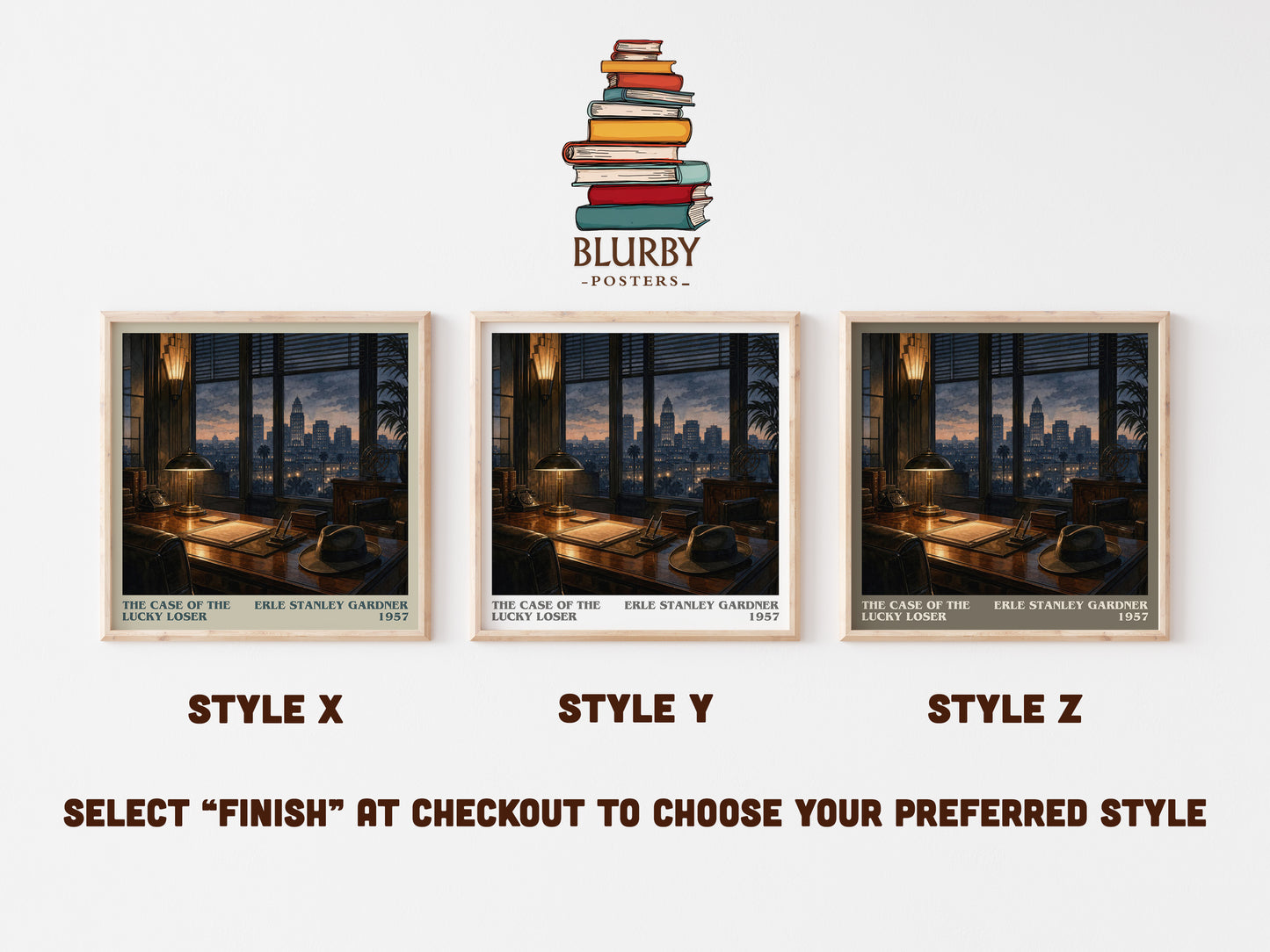 The Case Of The Lucky Loser literary print in frame leaning in hallway – mystery wall art