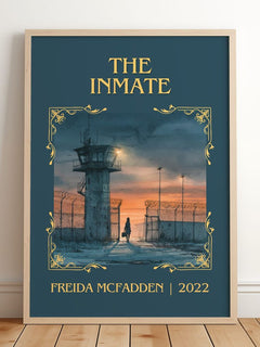 The Inmate Classic Book Art Print by Freida McFadden – framed print leaning on a wooden floor