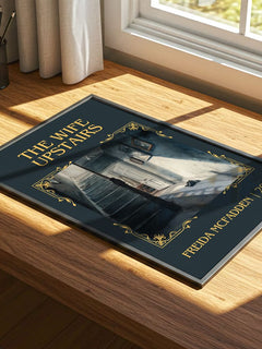 The Wife Upstairs Classic Book Art Print by Freida McFadden – print on a sunlit desk
