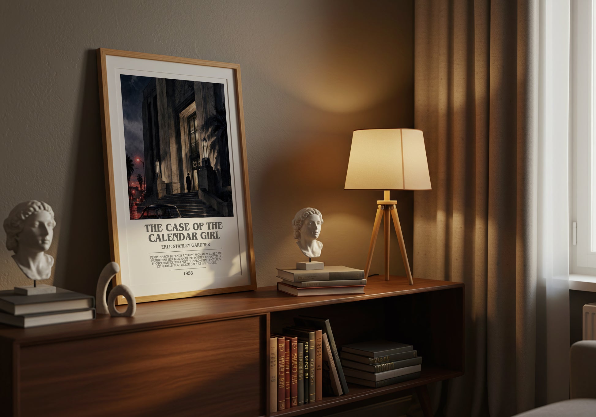The Case Of The Calendar Girl bookish book poster framed on wall – mystery wall art