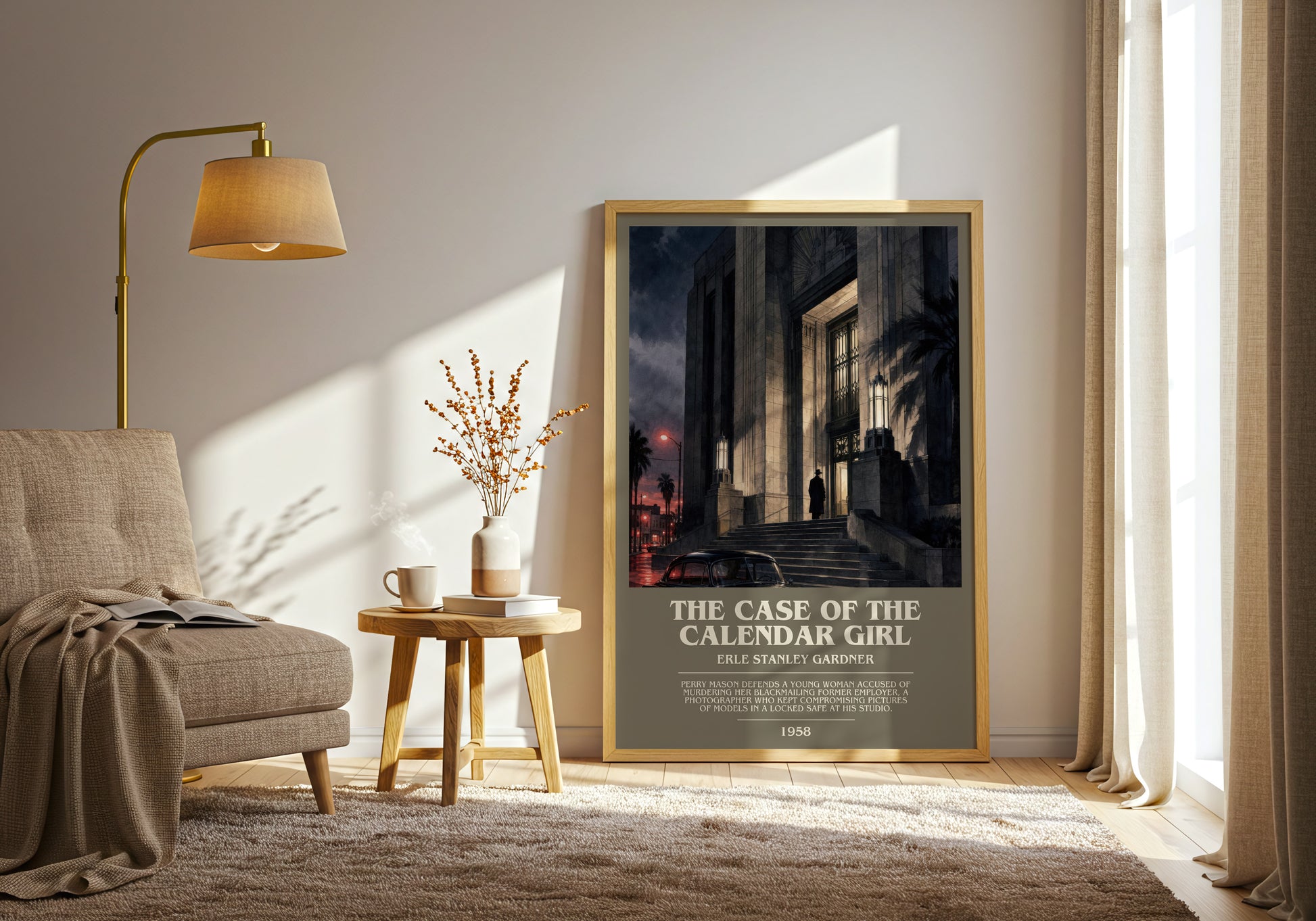 The Case Of The Calendar Girl bookish print on bookshelf – Erle Stanley Gardner fan gift