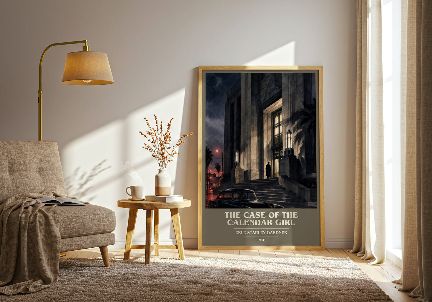 The Case Of The Calendar Girl book cover print on bookshelf – Erle Stanley Gardner fan gift