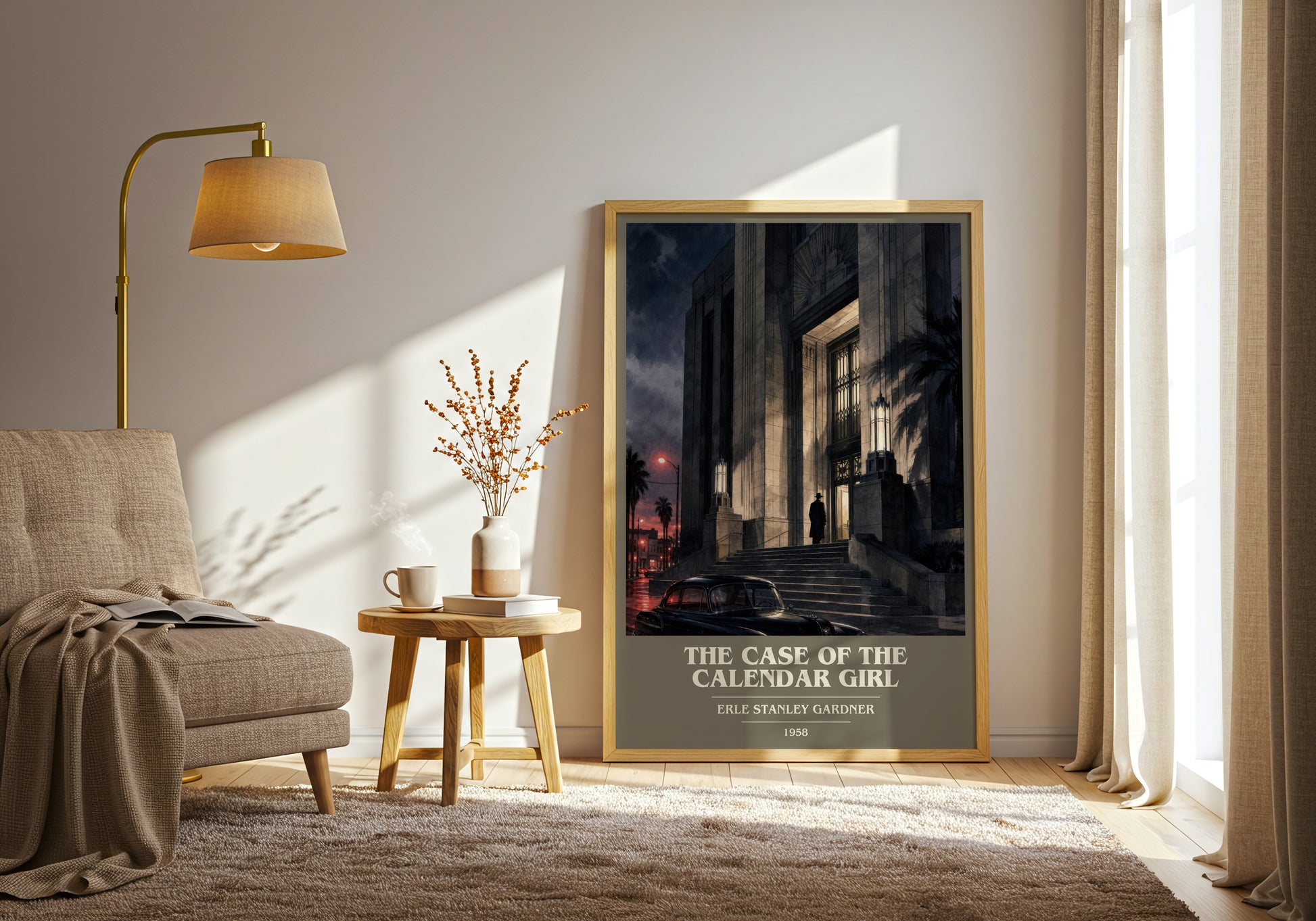 The Case Of The Calendar Girl book cover print on bookshelf – Erle Stanley Gardner fan gift
