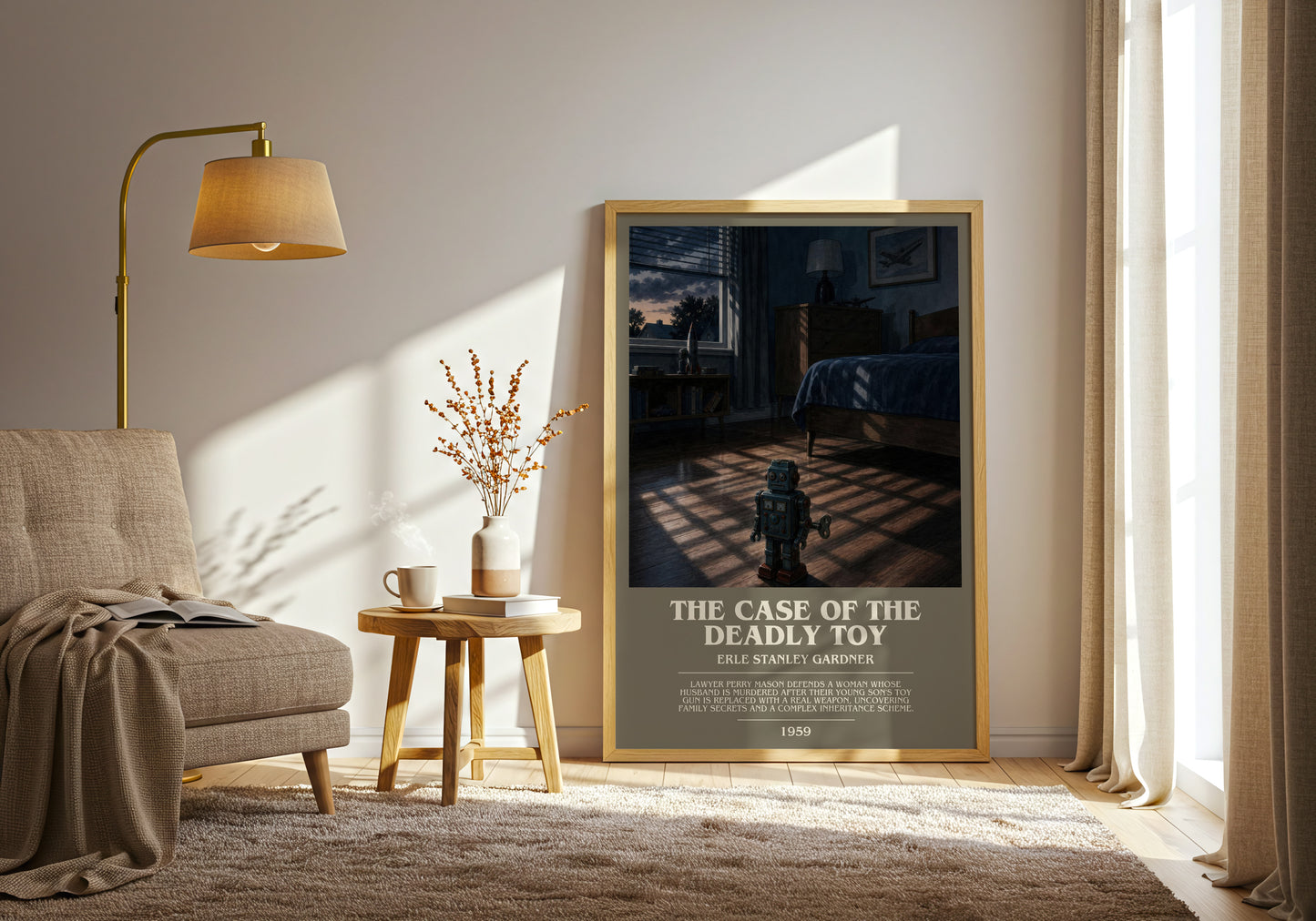 The Case Of The Deadly Toy bookish print on bookshelf – Erle Stanley Gardner fan gift