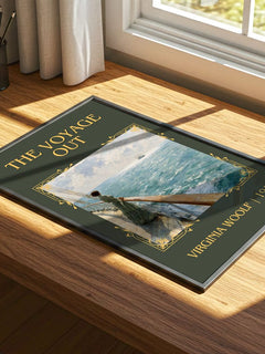 The Voyage Out Classic Book Art Print by Virginia Woolf – print on a sunlit desk