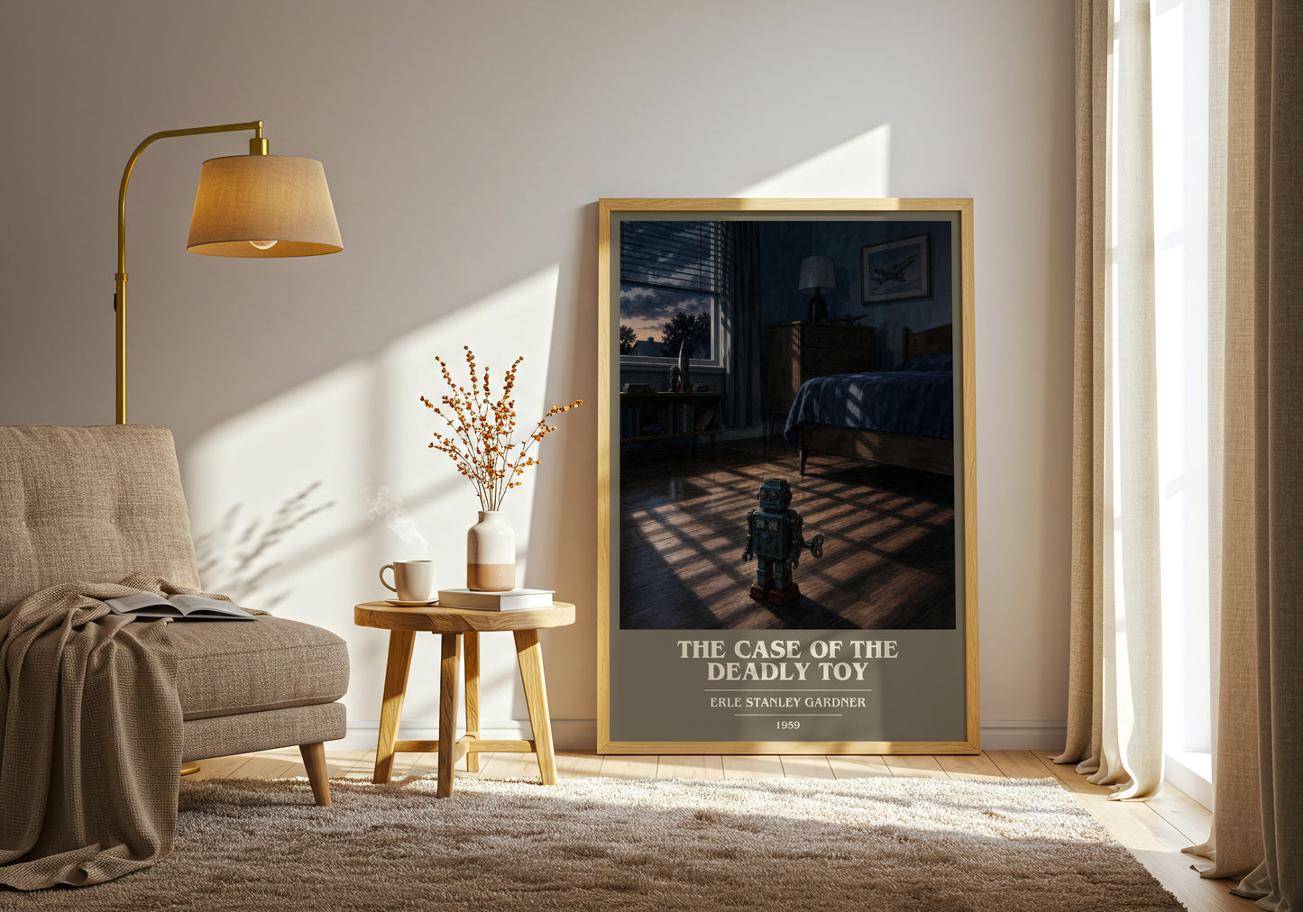 The Case Of The Deadly Toy book cover print on bookshelf – Erle Stanley Gardner fan gift