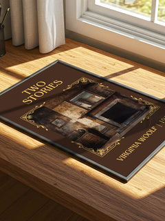 Two Stories Classic Book Art Print by Virginia Woolf – print on a sunlit desk