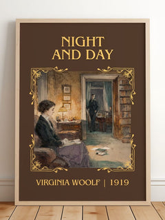 Night And Day Classic Book Art Print by Virginia Woolf – framed print leaning on a wooden floor
